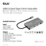 CLUB3D USB 3.2 GEN1 TYPE-C 8-IN-1 HUB WITH 2X HDMI, 2X USB-A, RJ45, SD/MICRO SD CARD SLOTS AND USB